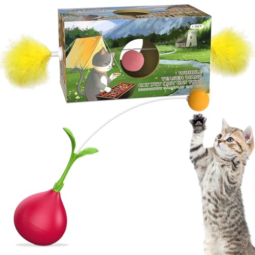 Qpets Cat Toy, Fun Tumbler Feather Toy Cat Teasing Toy Self-entertainment Cat Feather Toy Feather Wand Rocking Tumbler Toy Qpets Cat Toy, Fun Tumbler Feather Toy Cat Teasing Toy Self-entertainment Cat Feather Toy Feather Wand Rocking Tumbler Toy